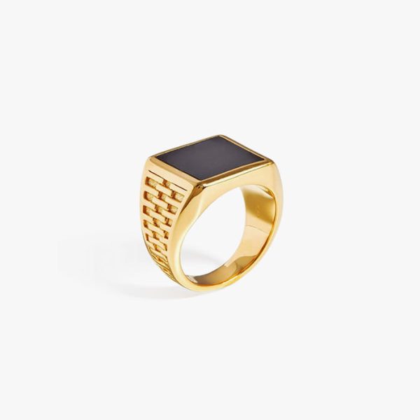 Fused Woven Gemstone Square Signet Ring