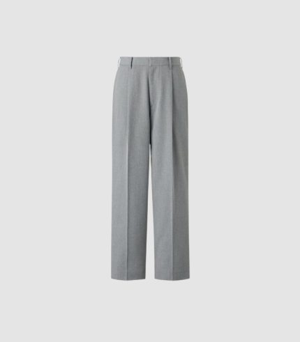 Minimalist Tailored Wide-Leg Trousers – Grey