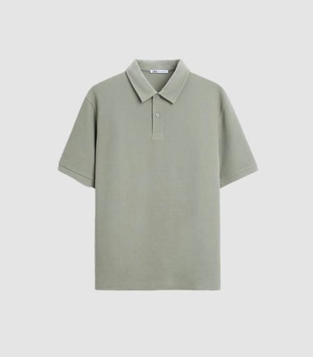 Relaxed-Fit Zip-Placket Polo Shirt – Olive