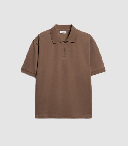 Relaxed-Fit Zip-Placket Polo Shirt – Coffee